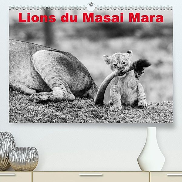 Lions du Masai mara (Premium, hochwertiger DIN A2 Wandkalender 2023, Kunstdruck in Hochglanz), Michel Hagege