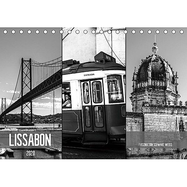 Lissabon Faszination Schwarz Weiss (Tischkalender 2020 DIN A5 quer), Dirk Meutzner