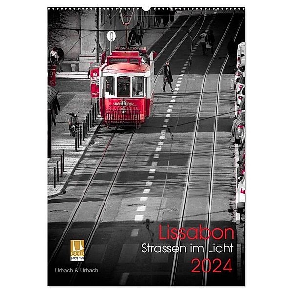 Lissabon Strassen im Licht (Wandkalender 2024 DIN A2 hoch), CALVENDO Monatskalender, Robert Urbach