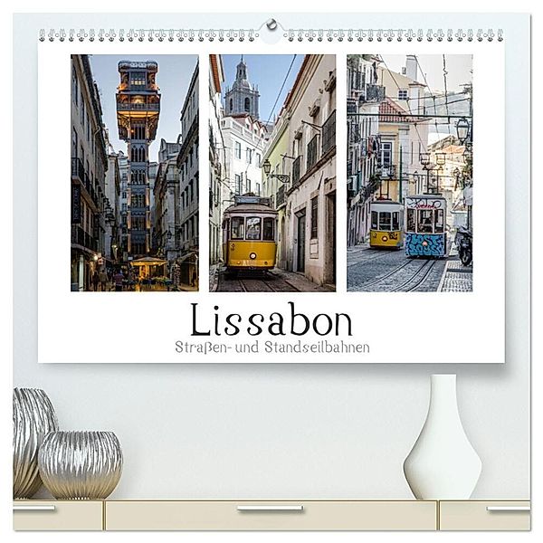 Lissabon - Straßen- & Standseilbahnen (hochwertiger Premium Wandkalender 2024 DIN A2 quer), Kunstdruck in Hochglanz, Olaf Herm
