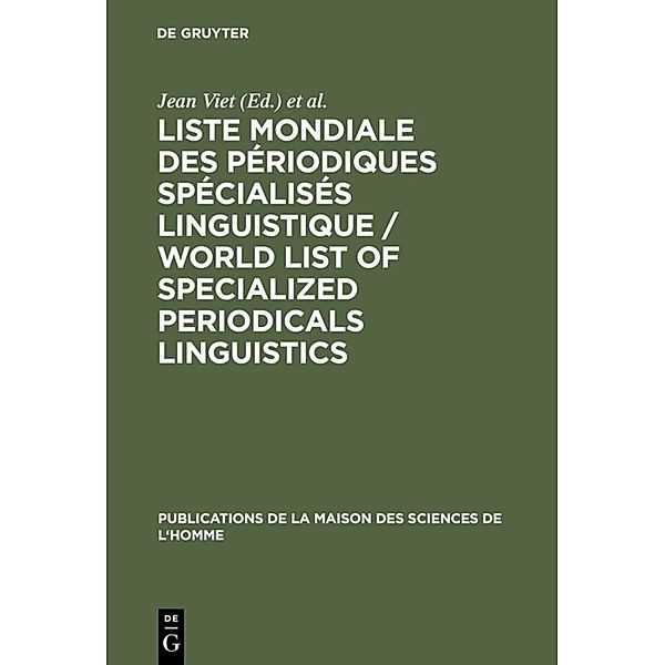 Liste mondiale des périodiques spécialisés linguistique / World List of Specialized Periodicals Linguistics