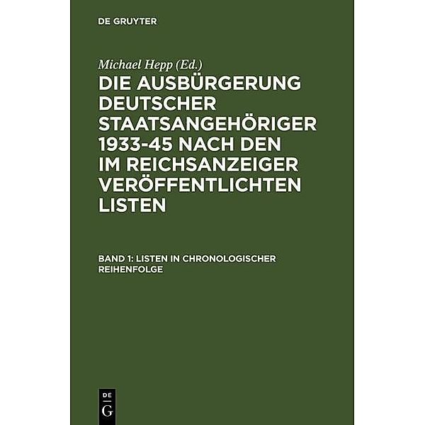 Listen in chronologischer Reihenfolge