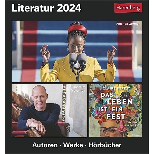 Literatur Tagesabreißkalender 2024. Tischkalender für jeden Tag mit den Größen der Literatur. Tageskalender 2024 zum Abreißen mit Literatur-Quiz für Bibliophile, Ulrike Anders, Brigitta Lotz, Dirk Michel