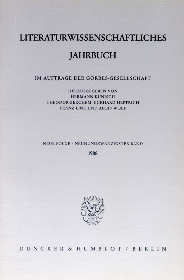 Literaturwissenschaftliches Jahrbuch..Bd.29/1989