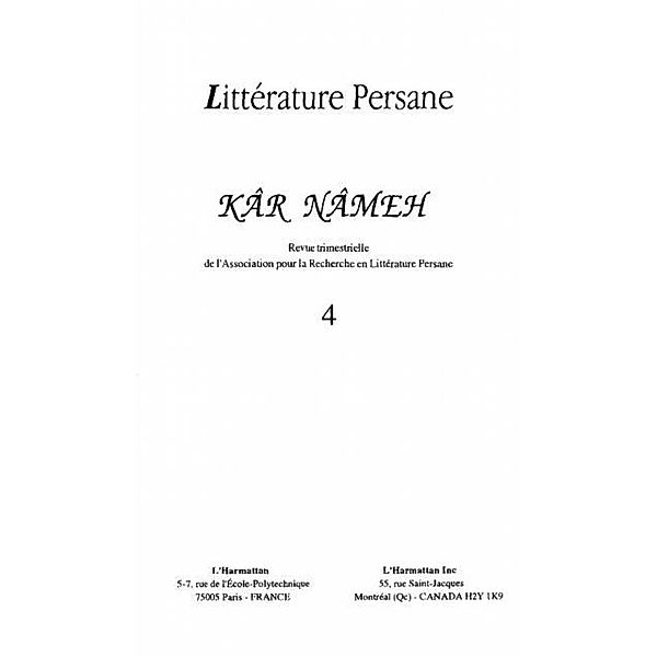 LITTERATURE PERSANE N(deg)4 / Hors-collection, Collectif