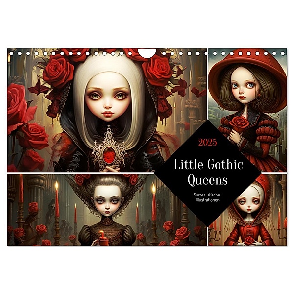 Little Gothic Queens. Surrealistische Illustrationen (Wandkalender 2025 DIN A4 quer), CALVENDO Monatskalender, Calvendo, Rose Hurley
