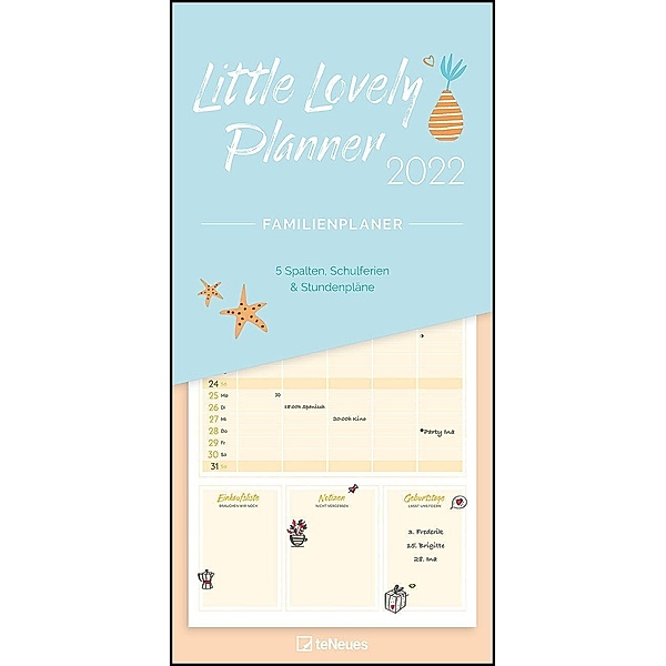Little Lovely Planner 2022 Familienplaner - Familien-Timer - Termin-Planer - Kinder-Kalender - Familien-Kalender - 22x45