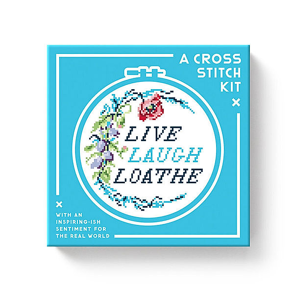 Live Laugh Loathe Cross Stitch Kit, Brass Monkey, Galison