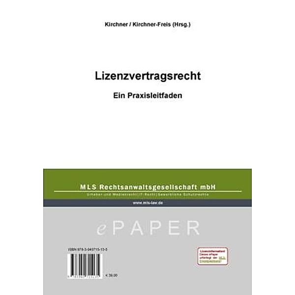 Lizenzvertragsrecht, Antje Zimmermann, Iris Kirchner-Freis, Andree Kirchner