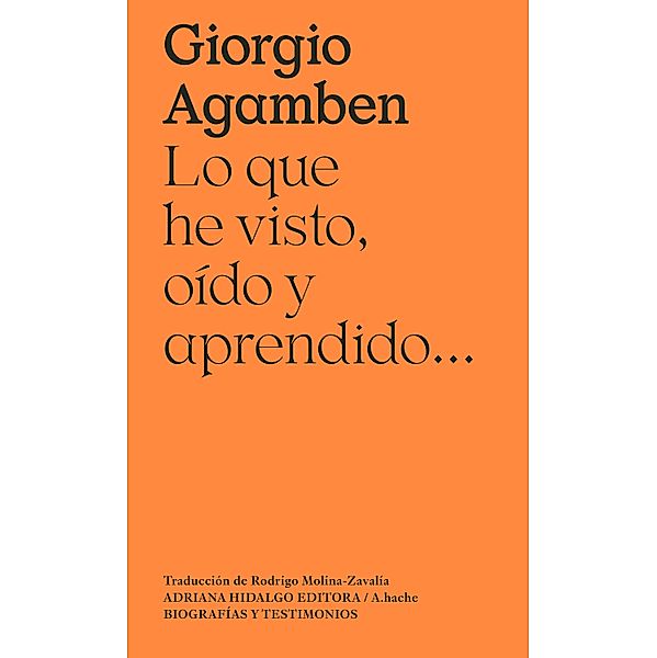 Lo que he visto, oído y aprendido... / A.Hache Bd.434, Giorgio Agamben