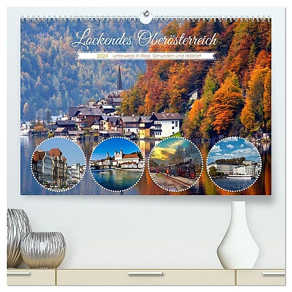 Lockendes Oberösterreich (hochwertiger Premium Wandkalender 2024 DIN A2 quer), Kunstdruck in Hochglanz, Klaus-Peter Huschka