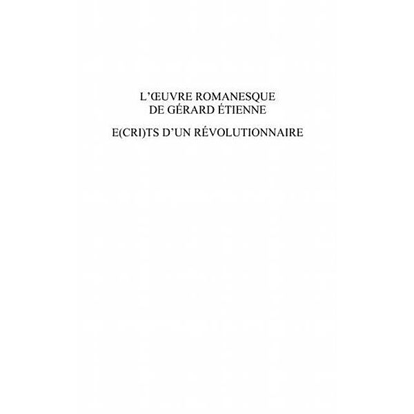 L'oeuvre romanesque de Gerard Etienne / Hors-collection, Redouane