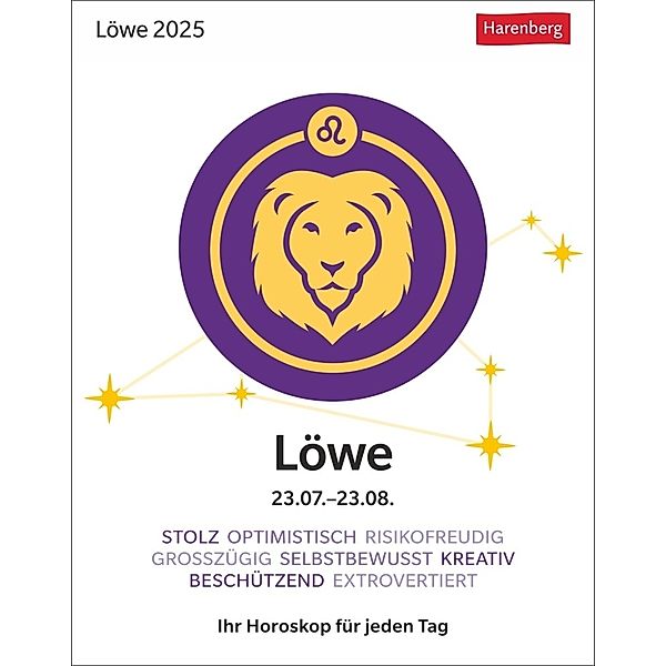 Löwe Sternzeichenkalender 2025 - Tagesabreisskalender - Ihr Horoskop für jeden Tag, Robert Satorius