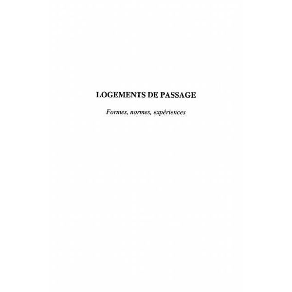 LOGEMENTS DE PASSAGE / Hors-collection, Claire Levy-Vroelant