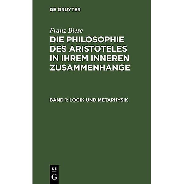 Logik und Metaphysik, Franz Biese