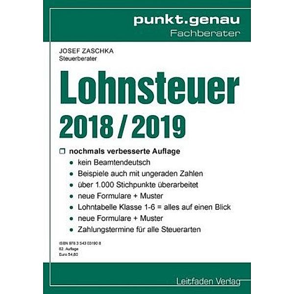 Lohnsteuer 2018 / 2019, Zaschka Josef
