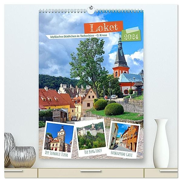 Loket - Idyllisches Städtchen in Tschechien (hochwertiger Premium Wandkalender 2024 DIN A2 hoch), Kunstdruck in Hochglanz, Gisela Kruse