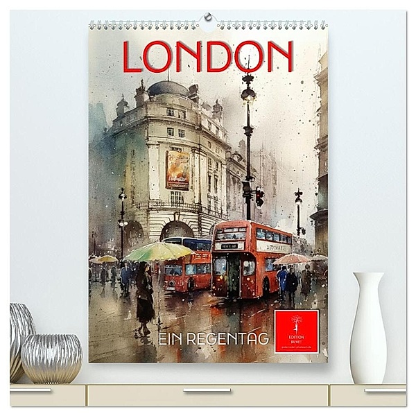 London - ein Regentag (hochwertiger Premium Wandkalender 2024 DIN A2 hoch), Kunstdruck in Hochglanz, Peter Roder