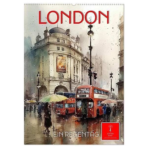 London - ein Regentag (Wandkalender 2024 DIN A2 hoch), CALVENDO Monatskalender, Peter Roder