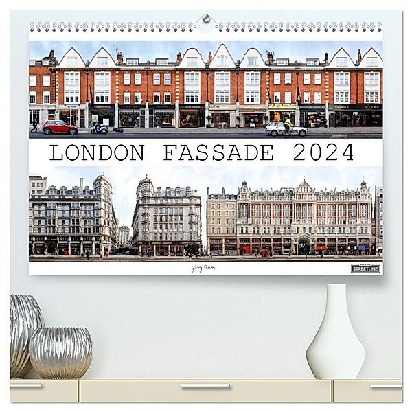 London Fassade 2024 (hochwertiger Premium Wandkalender 2024 DIN A2 quer), Kunstdruck in Hochglanz, Jörg Rom