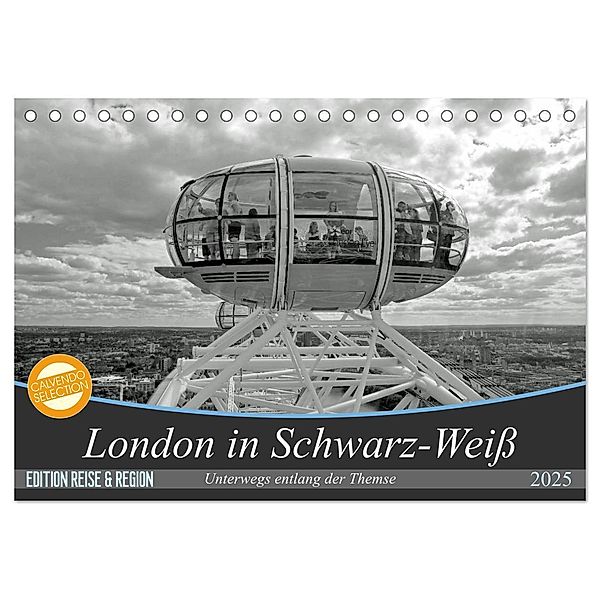 London in Schwarz-Weiss (Tischkalender 2025 DIN A5 quer), CALVENDO Monatskalender, Calvendo, Frank Brehm