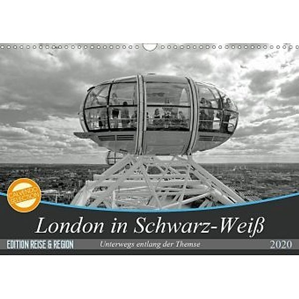 London in Schwarz-Weiß (Wandkalender 2020 DIN A3 quer), Frank Brehm