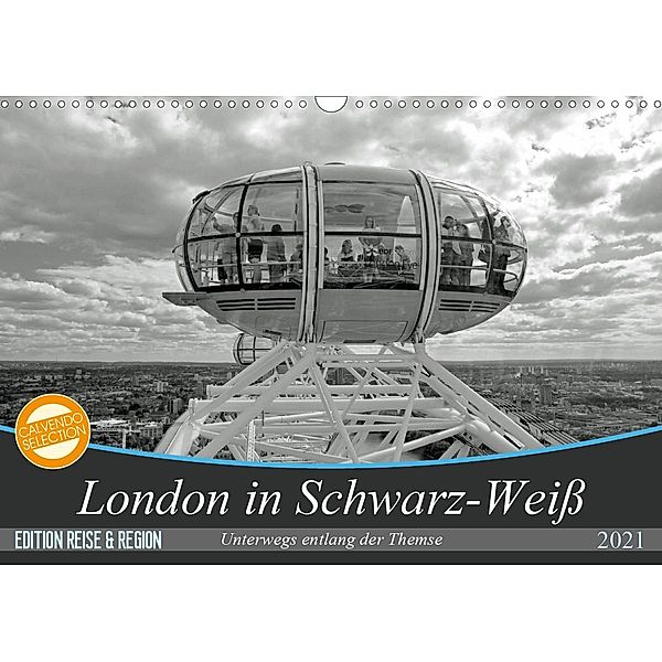 London in Schwarz-Weiß (Wandkalender 2021 DIN A3 quer), Frank Brehm