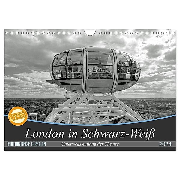 London in Schwarz-Weiß (Wandkalender 2024 DIN A4 quer), CALVENDO Monatskalender, Frank Brehm