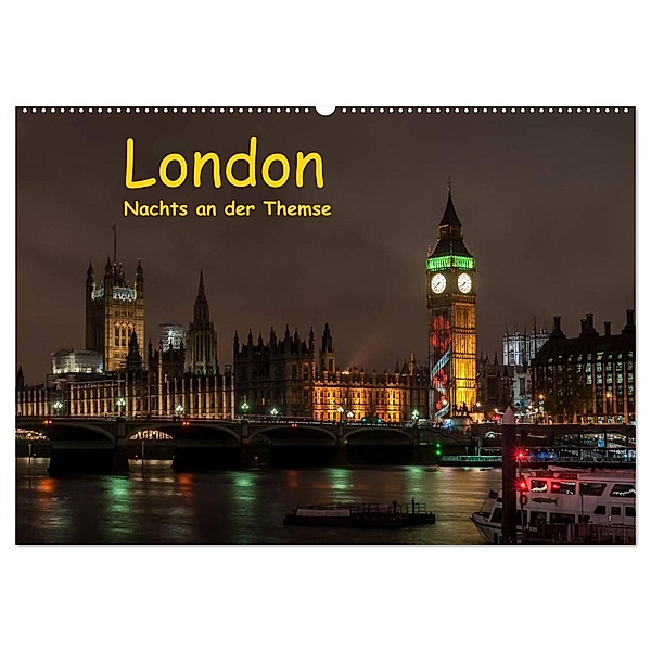 London - Nachts an der Themse (Wandkalender 2024 DIN A2 quer), CALVENDO Monatskalender, Britta Berkenkamp