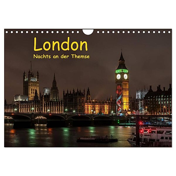 London - Nachts an der Themse (Wandkalender 2024 DIN A4 quer), CALVENDO Monatskalender, Britta Berkenkamp
