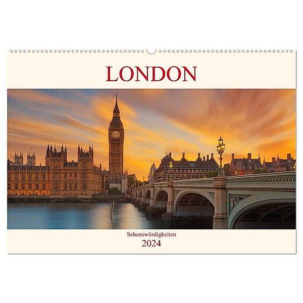 London Sehenswürdigkeiten (Wandkalender 2024 DIN A2 quer), CALVENDO Monatskalender, Bernhard Sitzwohl/ Delfinophotography