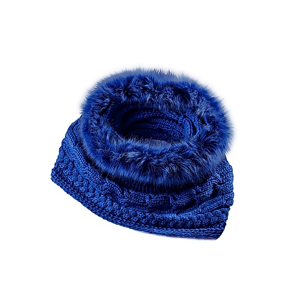 Loop-Schal mit Kunstpelz, blau