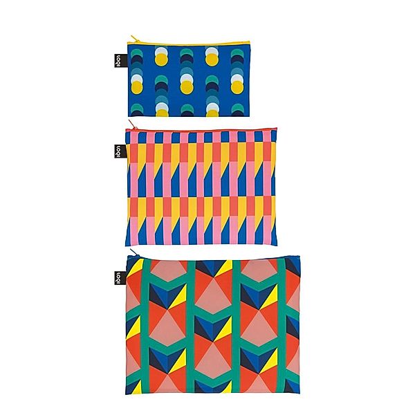 LOQI Zip Pockets GEOMETRIC Circles - Cubes - Triangles