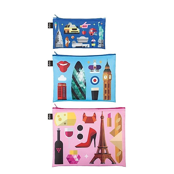 LOQI Zip Pockets HEY New York - London - Paris