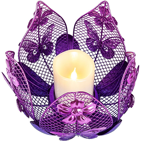 Lotusblume Butterfly mit LED-Kerze (Farbe: lila)