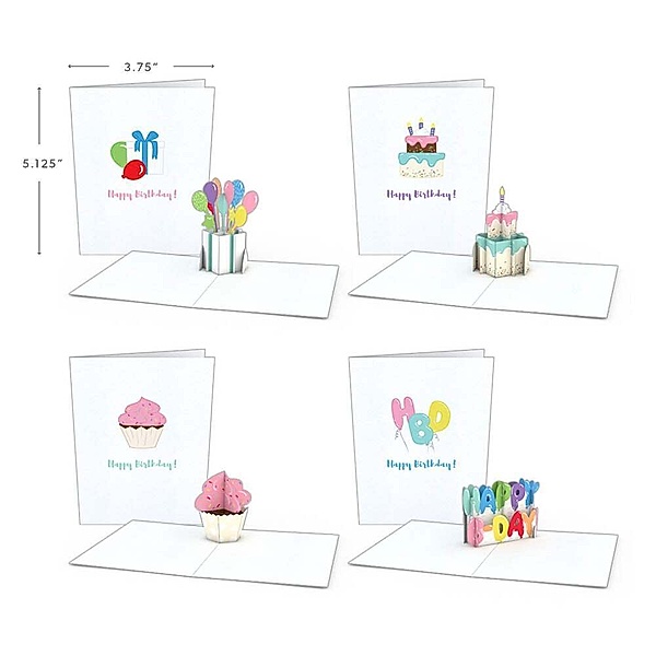 Lovepop Geburtstagskarten (4er-Pack)