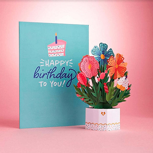 Lovepop Happy Birthday Card with Mini Bouquet