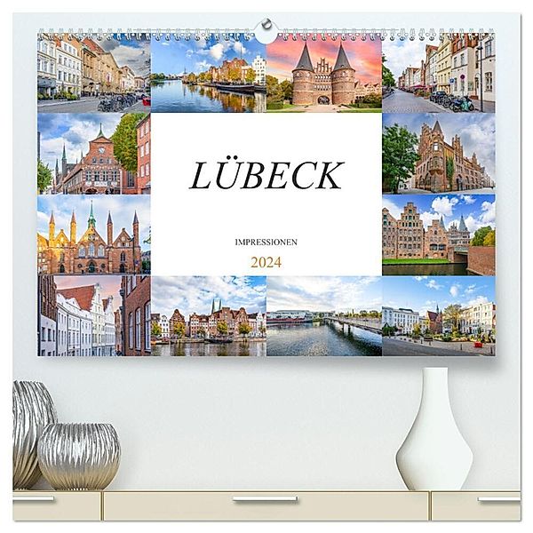Lübeck Impressionen (hochwertiger Premium Wandkalender 2024 DIN A2 quer), Kunstdruck in Hochglanz, Dirk Meutzner