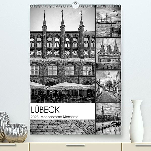 LÜBECK Monochrome Momente (Premium, hochwertiger DIN A2 Wandkalender 2023, Kunstdruck in Hochglanz), Melanie Viola