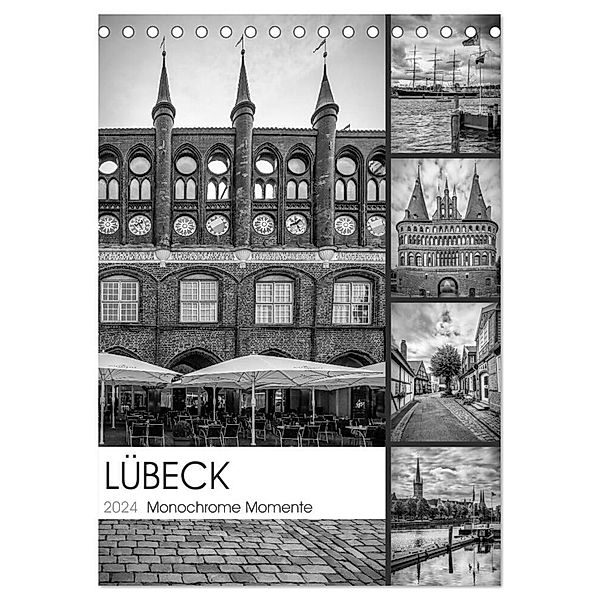 LÜBECK Monochrome Momente (Tischkalender 2024 DIN A5 hoch), CALVENDO Monatskalender, Melanie Viola