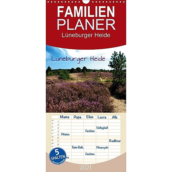 Lüneburger Heide - Familienplaner hoch (Wandkalender 2021 , 21 cm x 45 cm, hoch), Heinz Pompsch