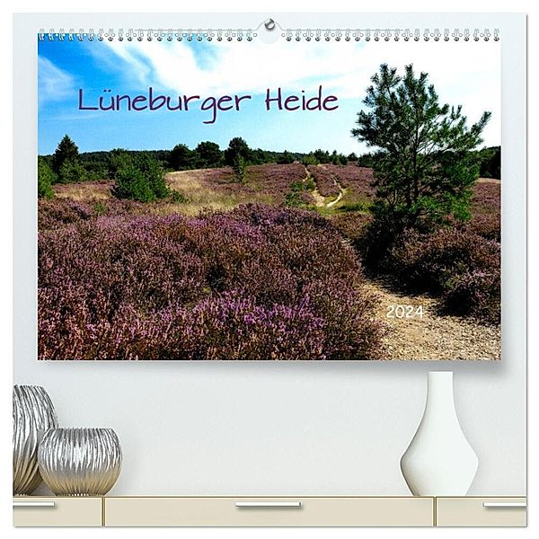 Lüneburger Heide (hochwertiger Premium Wandkalender 2024 DIN A2 quer), Kunstdruck in Hochglanz, Heinz Pompsch