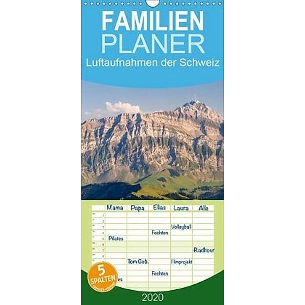 Luftaufnahmen der Schweiz - Familienplaner hoch (Wandkalender 2020 , 21 cm x 45 cm, hoch), Tis Meyer