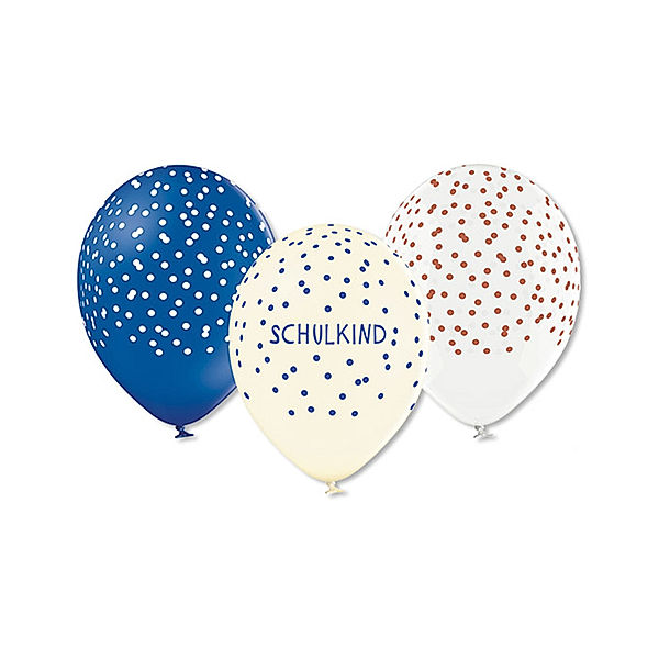 ava&yves Luftballons SCHULKIND 12-teilig in weiß/braun/blau