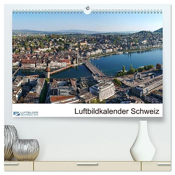 Luftbildkalender Schweiz (hochwertiger Premium Wandkalender 2024 DIN A2 quer), Kunstdruck in Hochglanz, André Rühle, Luftbildkalender.ch, Roman Schellenberg