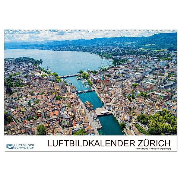 Luftbildkalender Zürich (Wandkalender 2024 DIN A2 quer), CALVENDO Monatskalender, Calvendo, Luftbilderschweiz.ch