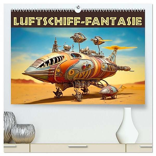 Luftschiff-Fantasie (hochwertiger Premium Wandkalender 2024 DIN A2 quer), Kunstdruck in Hochglanz, Liselotte Brunner-Klaus