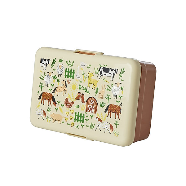 rice Lunchbox FARM PRINT large in bunt