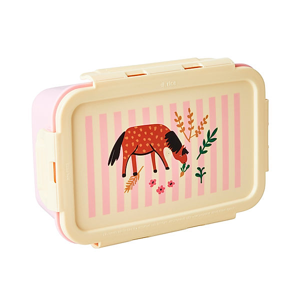 rice Lunchbox HORSE mit 3 Fächern in pink