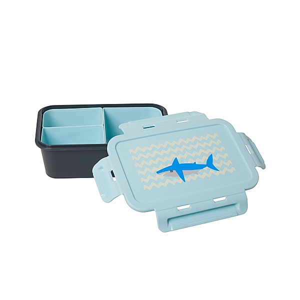 rice Lunchbox SHARK mit 3 Fächern in blau